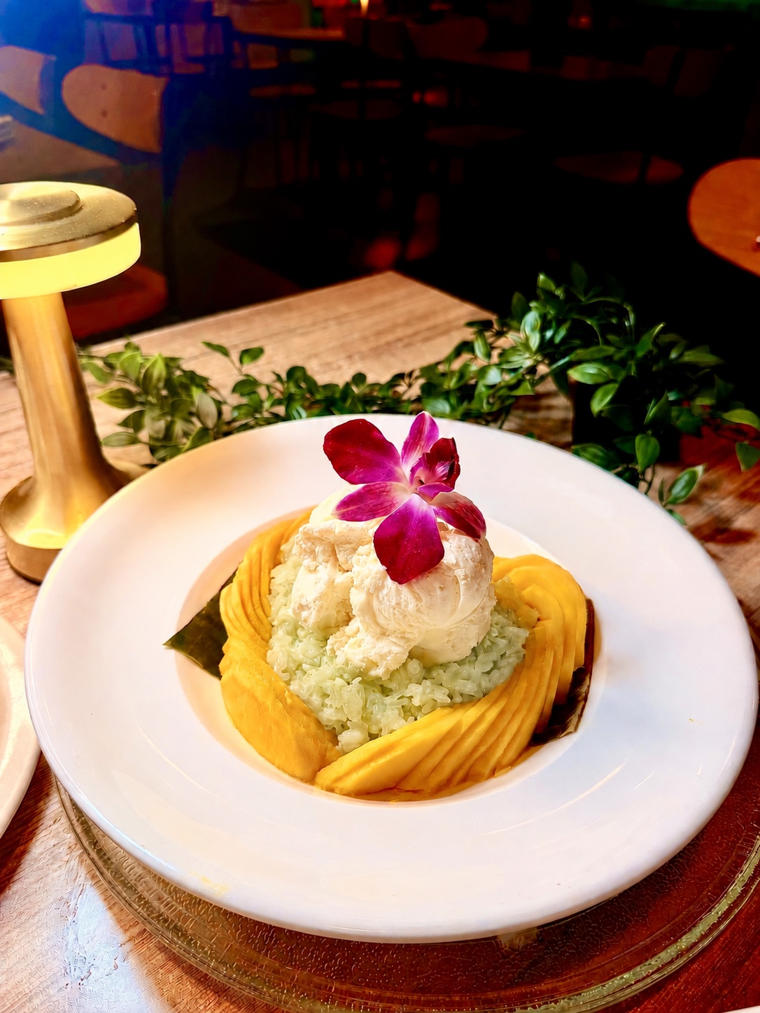 Mango sticky rice presented for a celebration